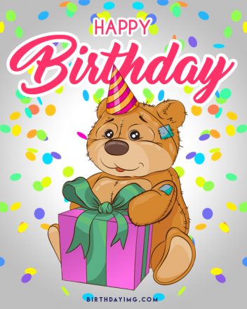 Free Happy Birthday Image with Bear - birthdayimg.com