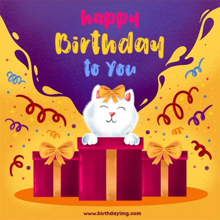 Free Funny Happy Birthday Image with Cat - birthdayimg.com