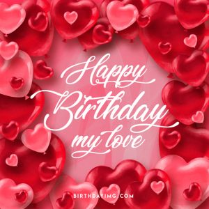 Free Happy Birthday Image with Red Hearts - birthdayimg.com