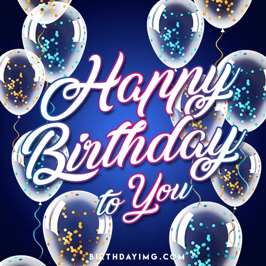 Free Birhday Animated Gif Image with Balloons and Fireworks -  