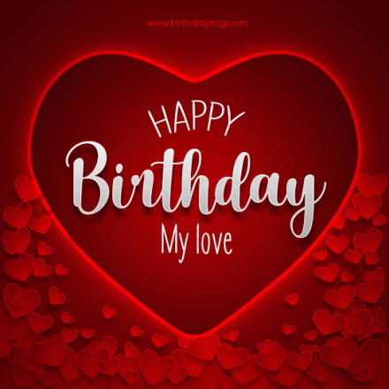 Free Love Birhday Animated Gif Image with Red Heart - birthdayimg.com