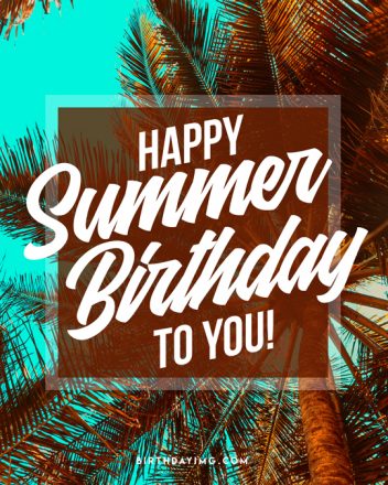 Free Summer Happy Birthday Image with Palm Tree - birthdayimg.com