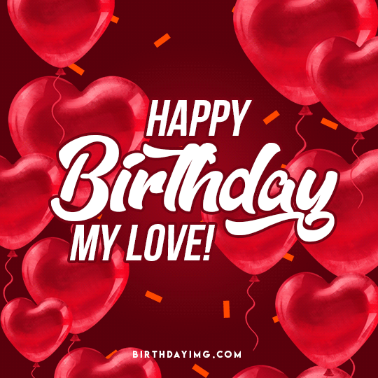 Free Love Birhday Animated Gif Image with Red Balloons - birthdayimg.com