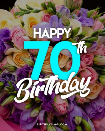 Free 70 Years Happy Birthday Image With Colorful Flowers - birthdayimg.com