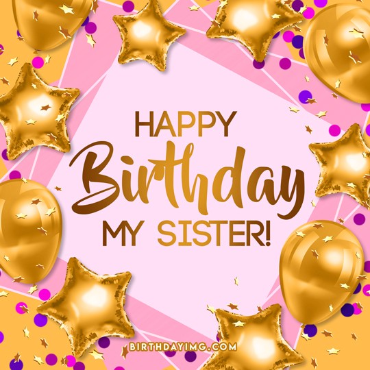 Free For Sister Happy Birthday Image With Balloons 