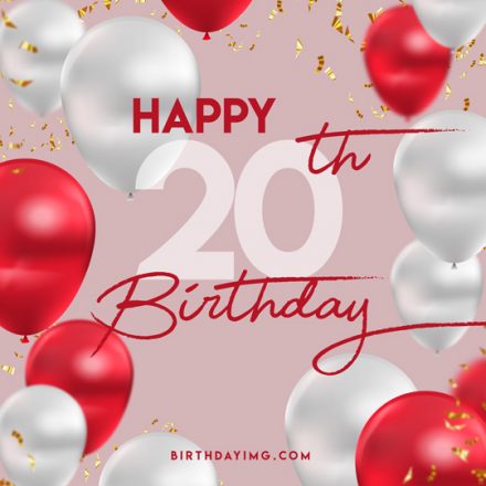 Free 20 Years Happy Birthday Image With Balloons - birthdayimg.com