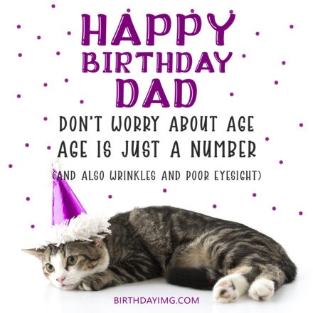 Free Happy Birthday and Image For Dad With Funny Cat - birthdayimg.com