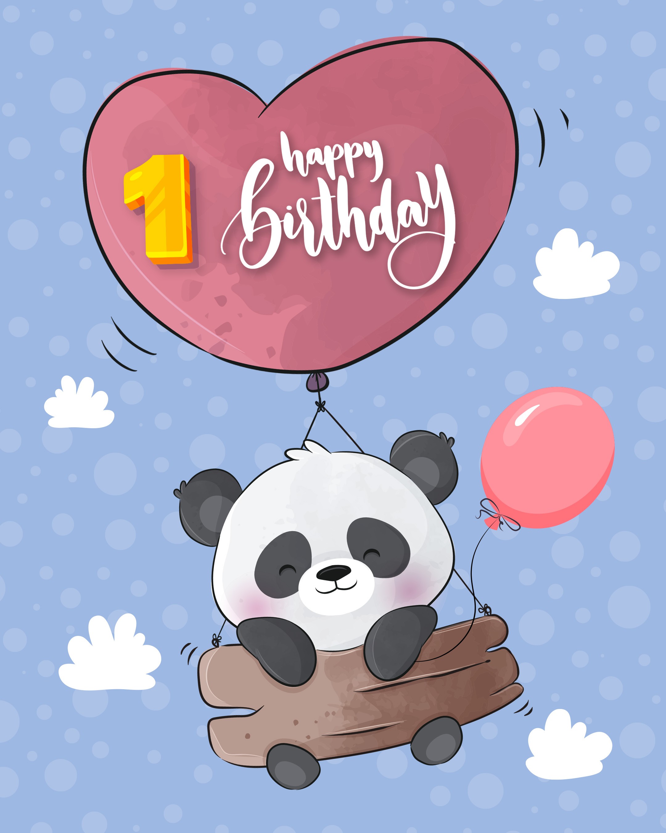 Free 1st Year Happy Birthday Image With Panda - birthdayimg.com