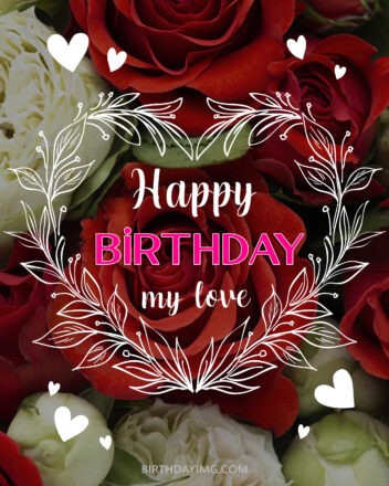 Free Happy Birthday Image With Love and Red Roses - birthdayimg.com