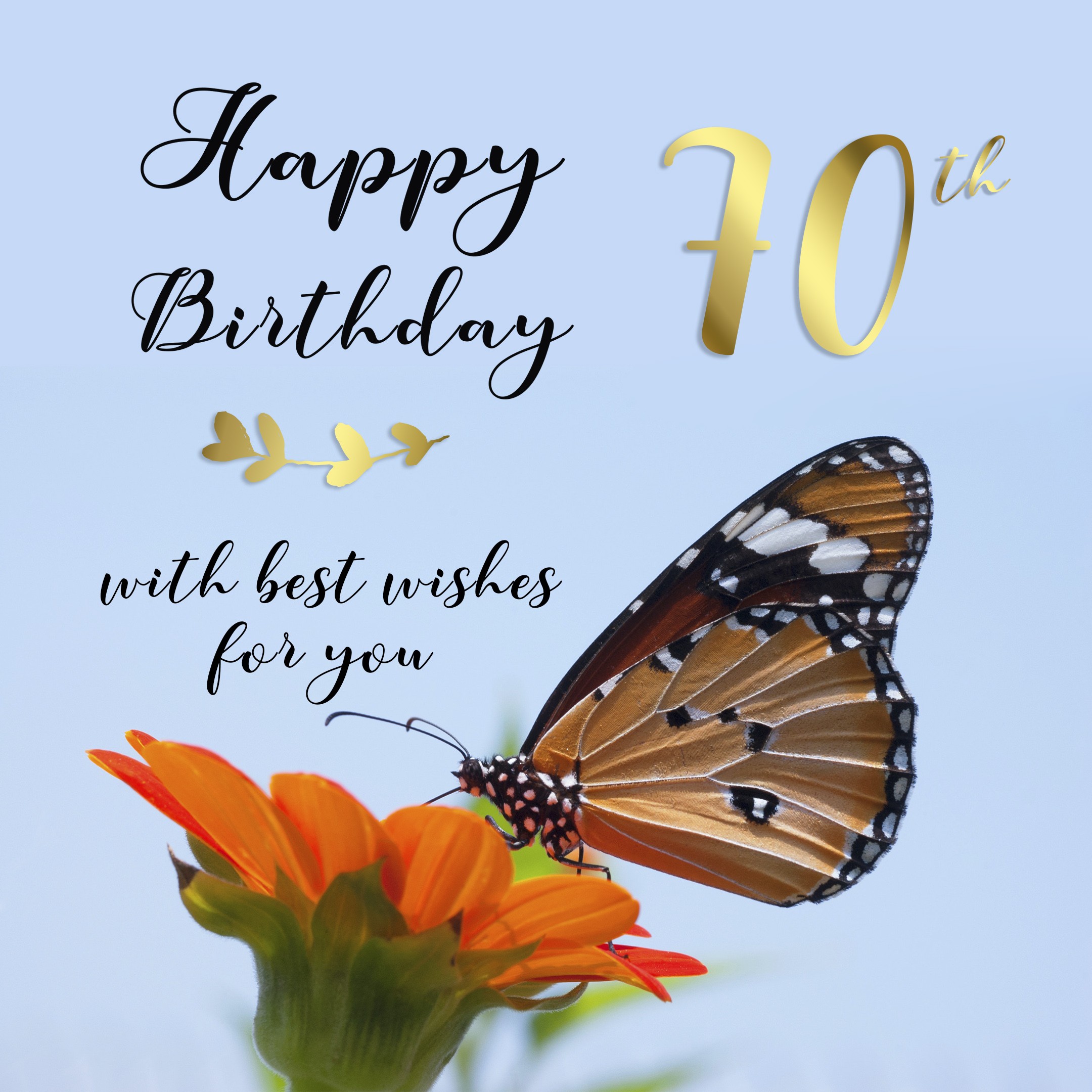 Free 70th Years Happy Birthday Image With Butterfly