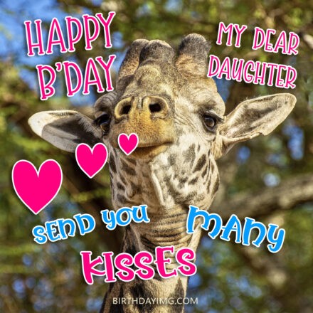 Free Happy Birthday Image For Daughter With Cute Giraffe - birthdayimg.com