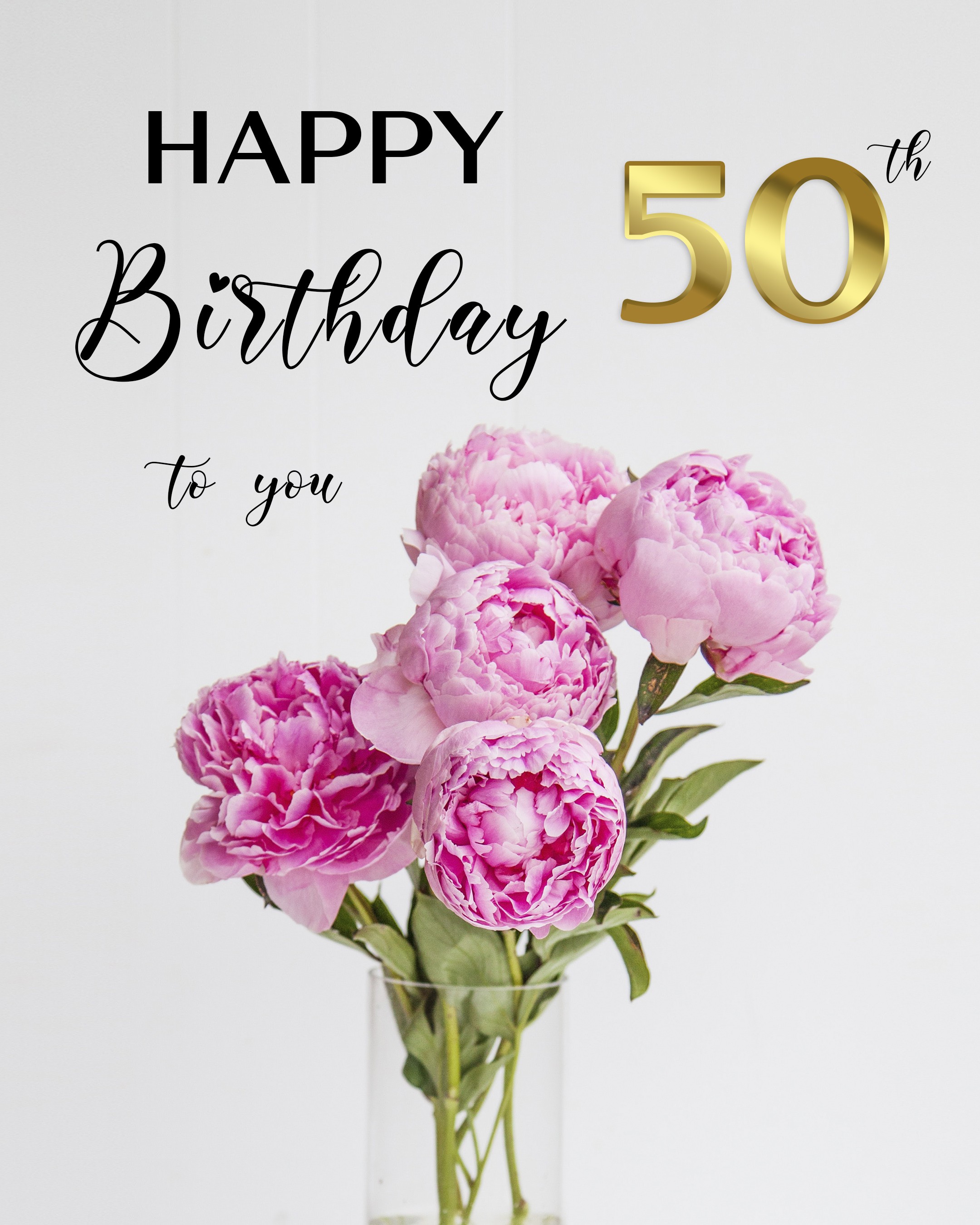 Free 50th Years Happy Birthday Image With Flowers - birthdayimg.com