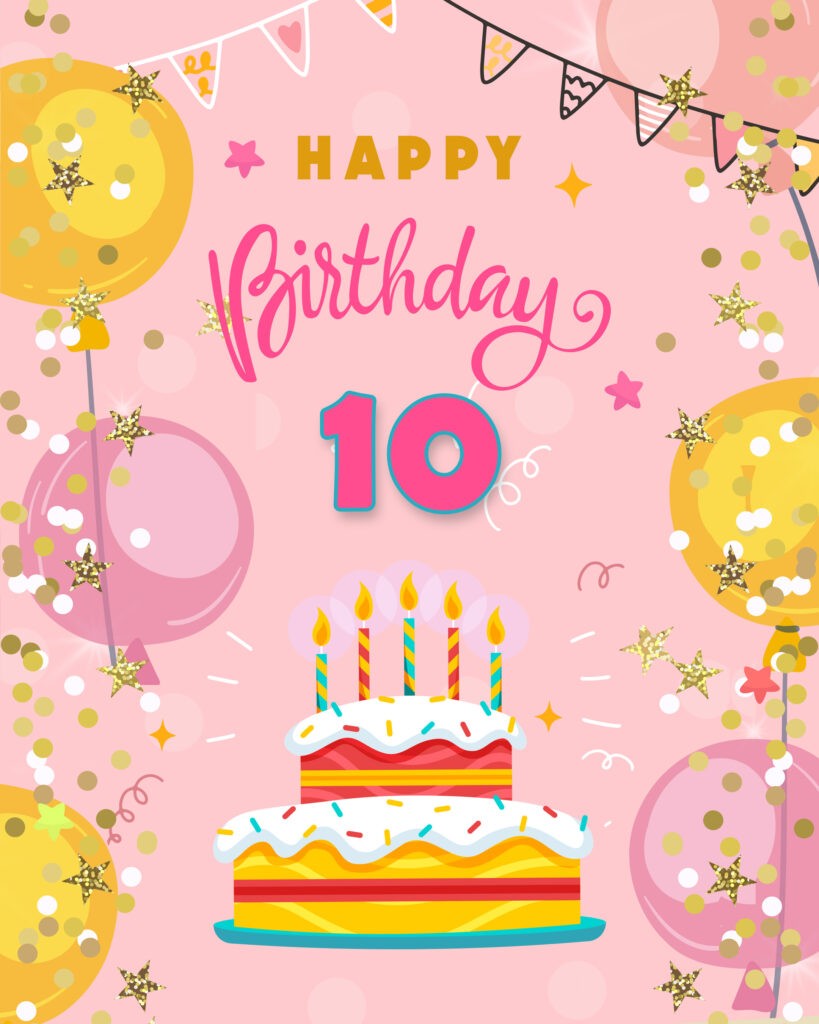 Free 10th Years Happy Birthday Image With Cake - birthdayimg.com