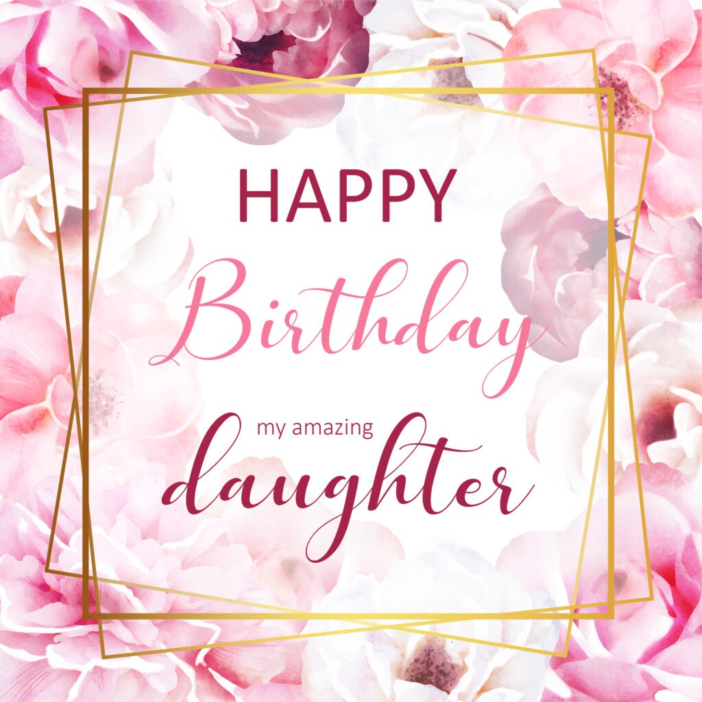 Free Happy Birthday Image For Daughter With Pink Flowers - birthdayimg.com
