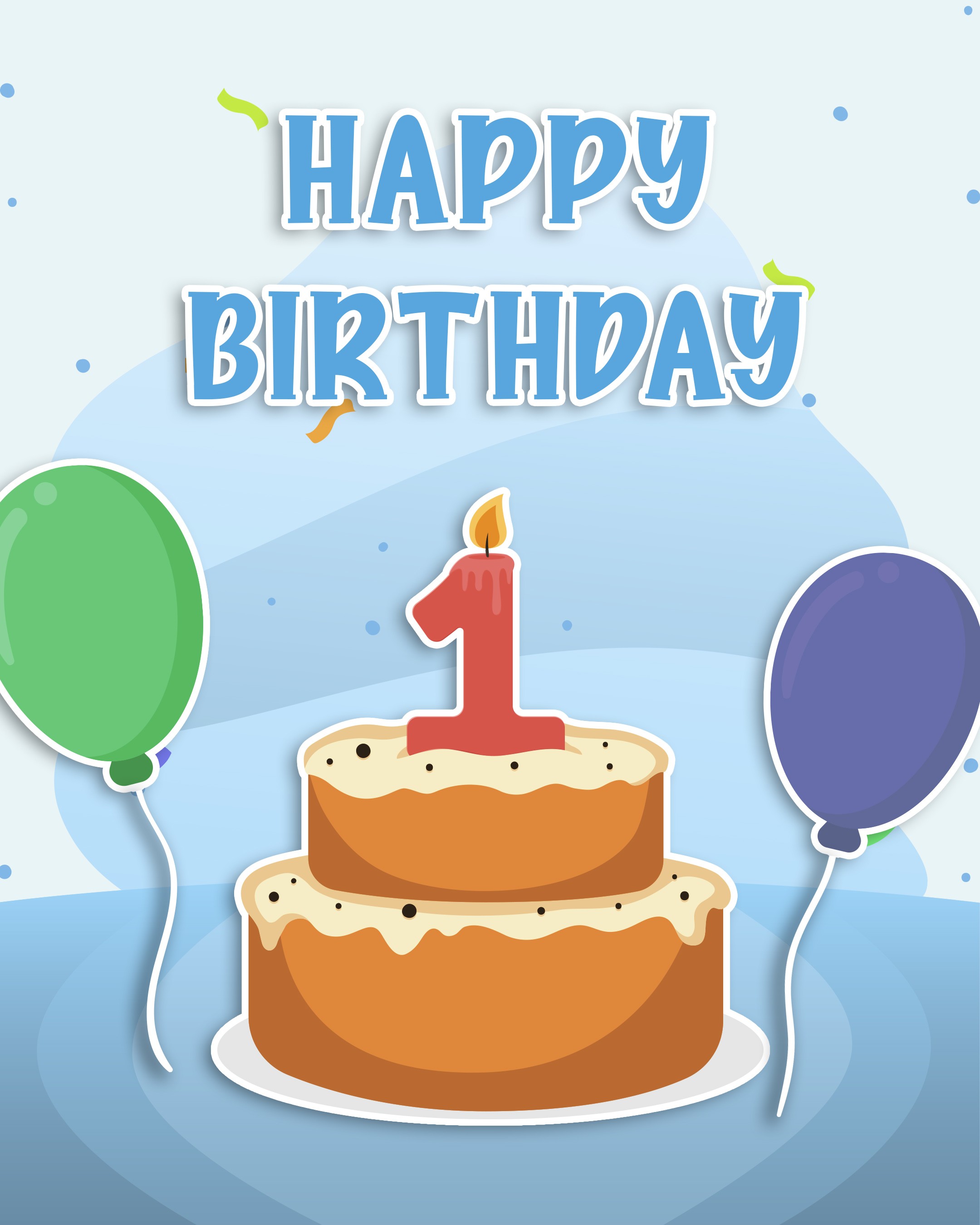Free 1st Year Happy Birthday Image With Cake - birthdayimg.com