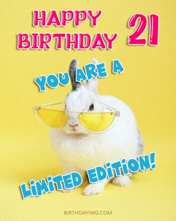 Free 21th Years Happy Birthday Image With Cute Rabbit - birthdayimg.com