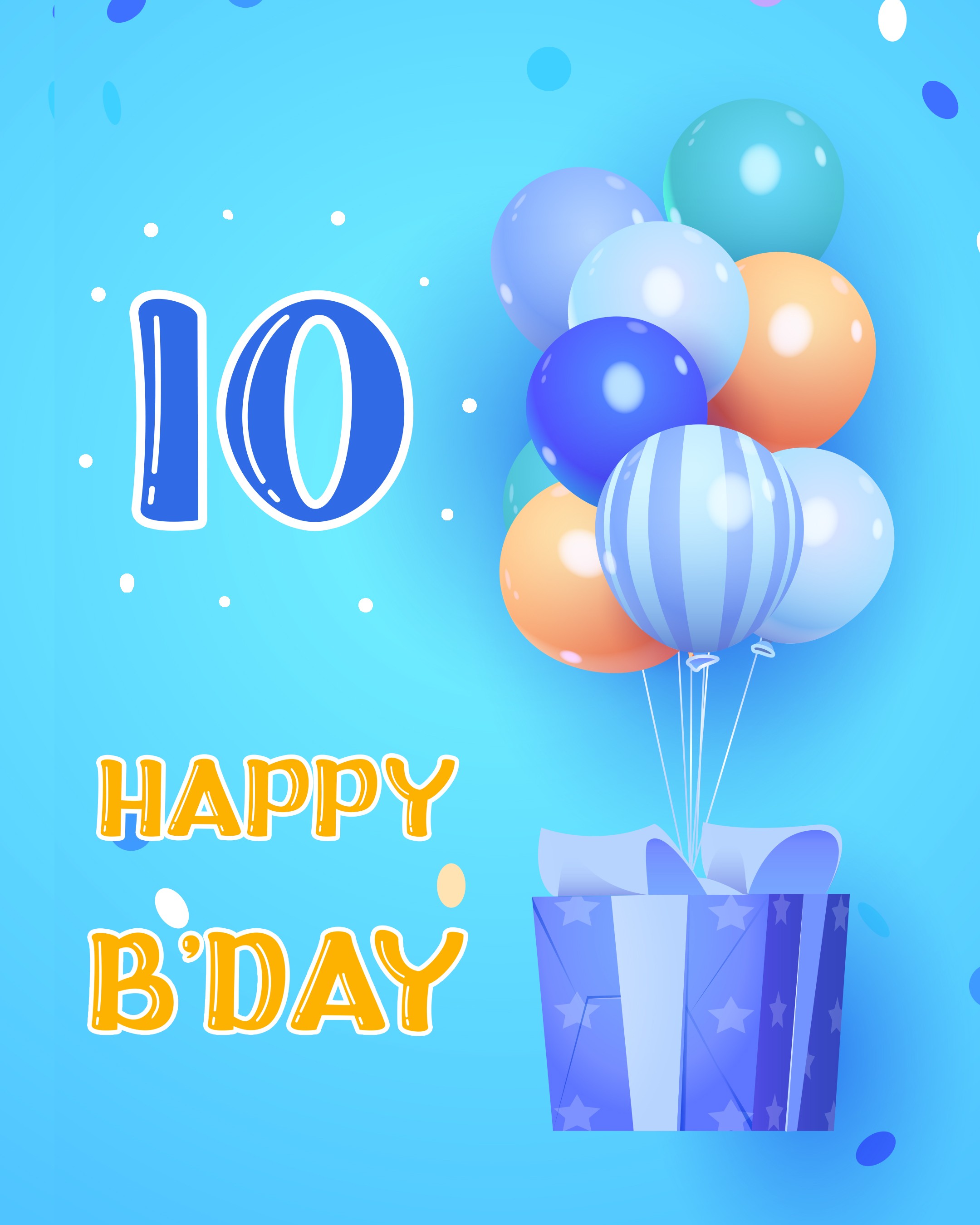 Free 10th Years Happy Birthday Image With Balloons - birthdayimg.com