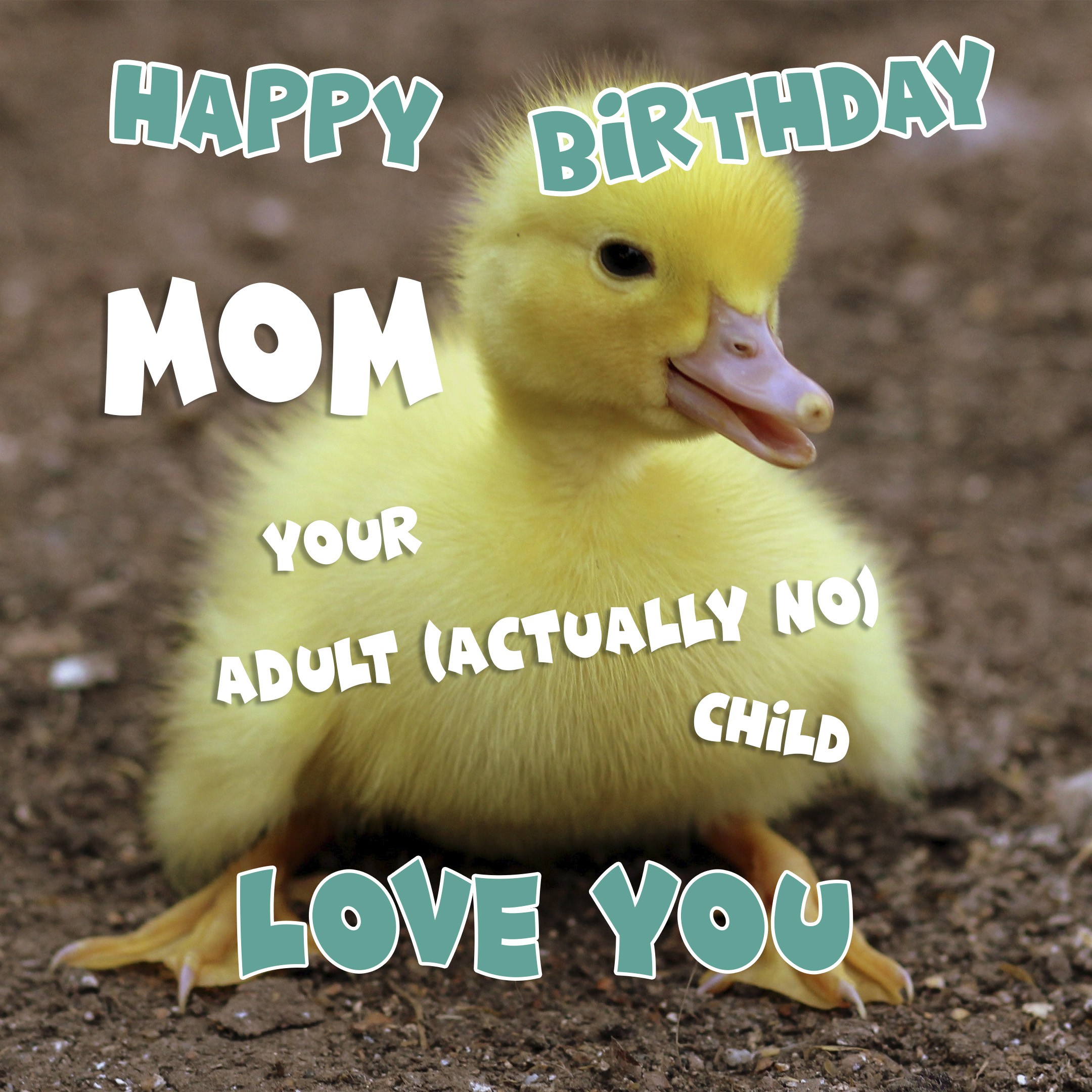 Free Funny Happy Birthday Image For Mom With Duckling 