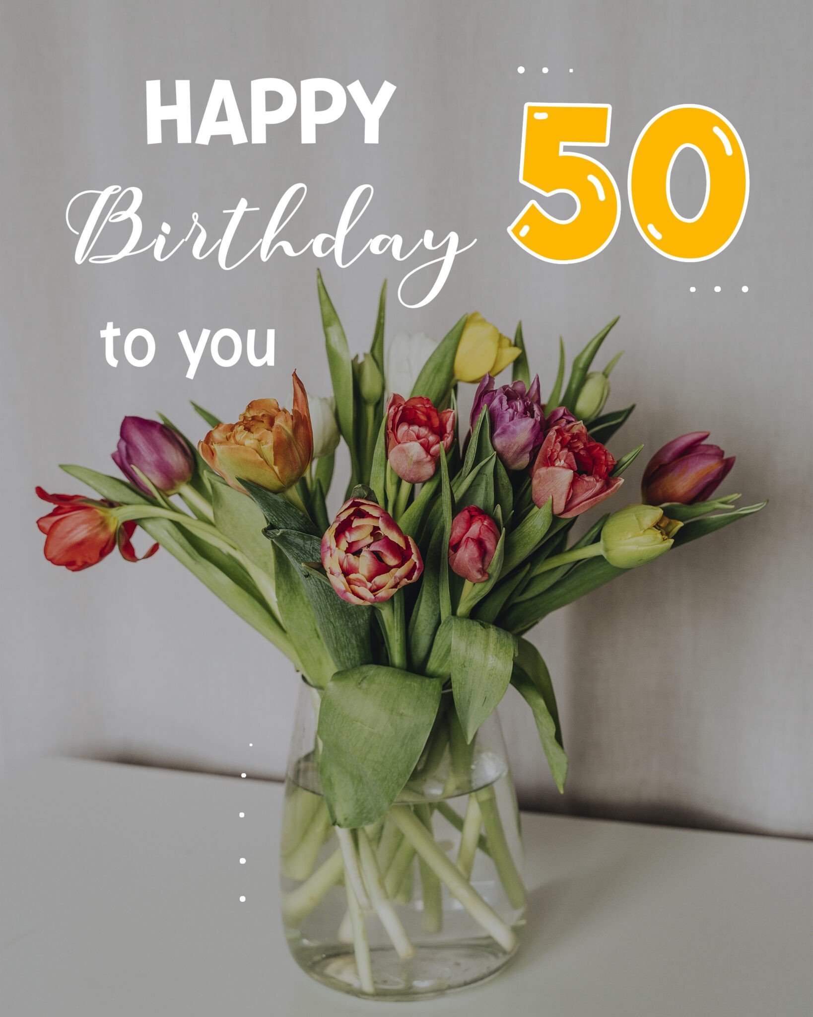 Free 50 Years Happy Birthday Image With Flowers - birthdayimg.com