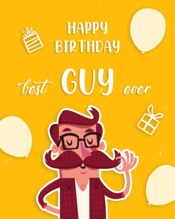 Free Cute Happy Birthday Image For Guy With Yellow Background - birthdayimg.com