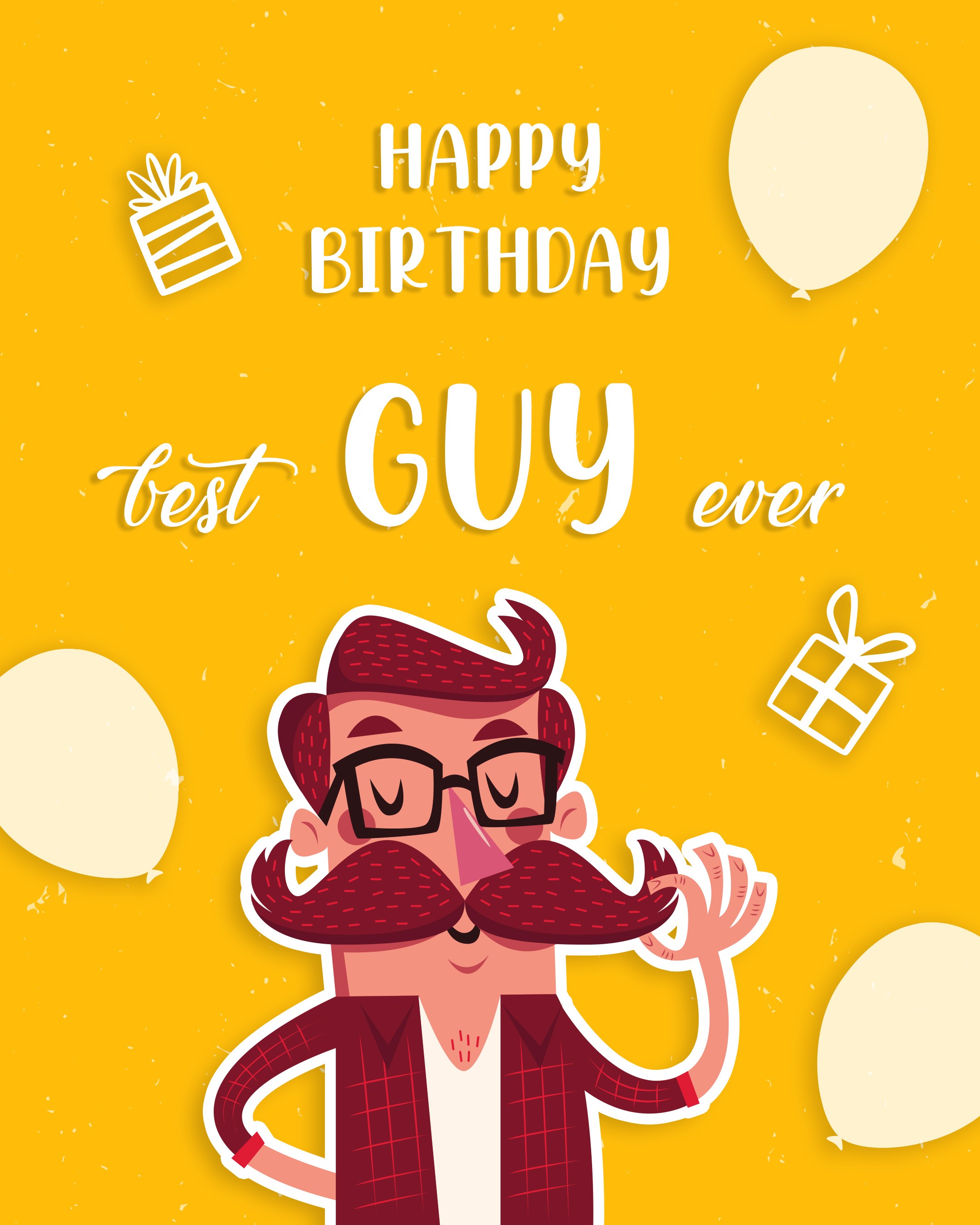 Free Cute Happy Birthday Image For Guy With Yellow Background - birthdayimg.com