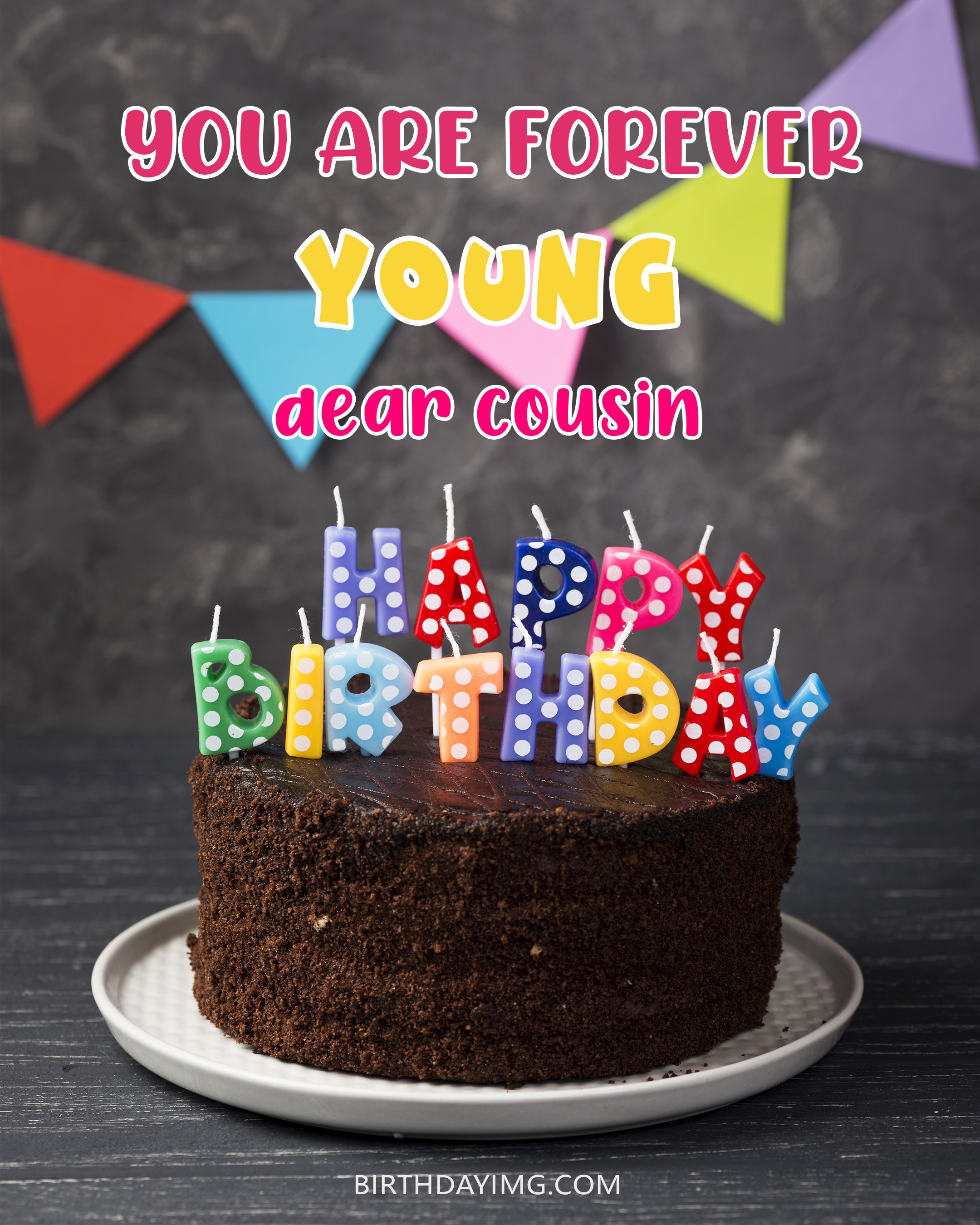 Free Happy Birthday Image For Cousin With Chocolate Cake - birthdayimg.com