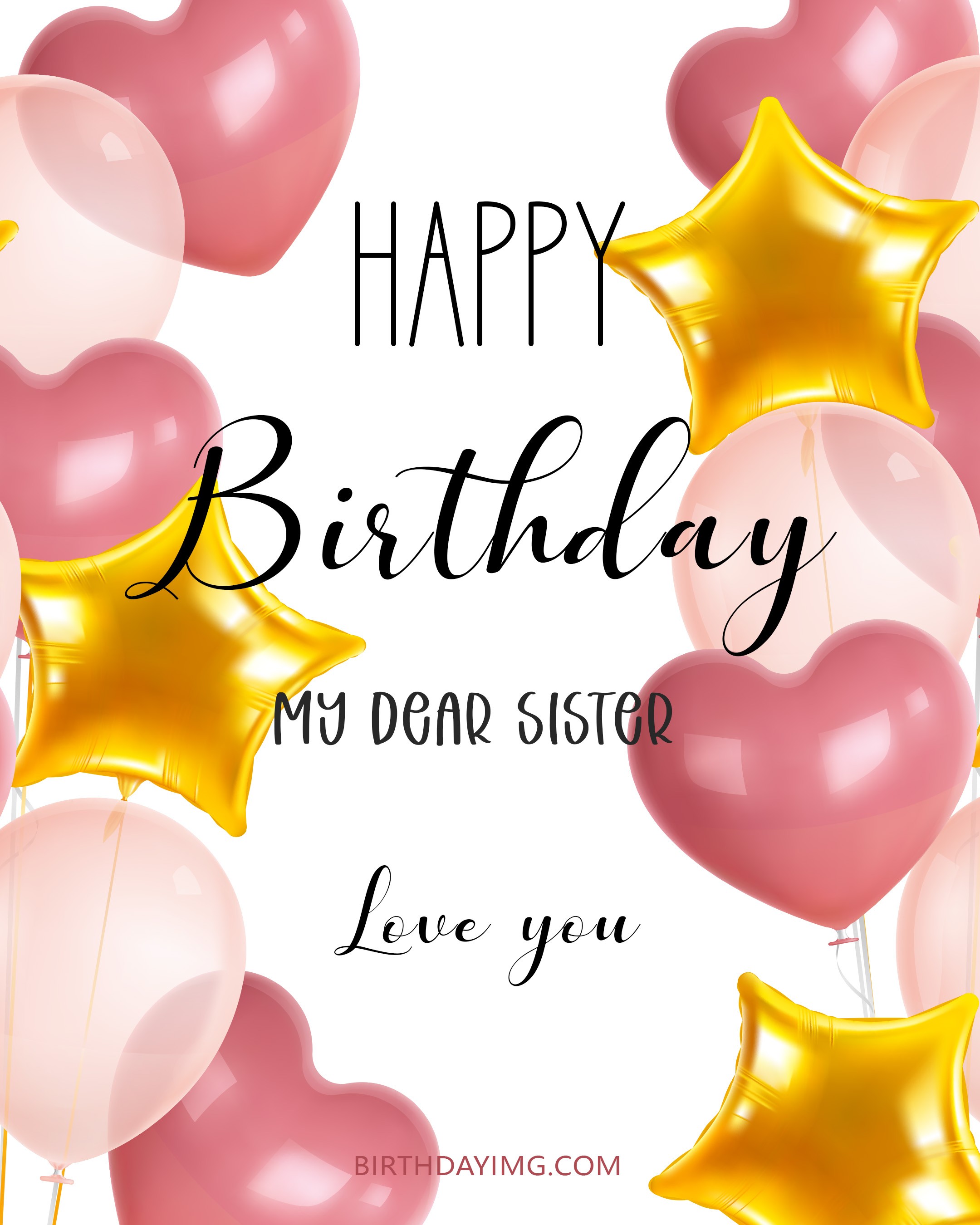 Free Happy Birthday Image For Sister With Balloons - birthdayimg.com