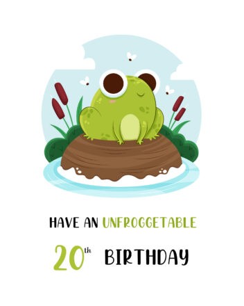 Free Funny 20th Years Happy Birthday Image With Frog - birthdayimg.com