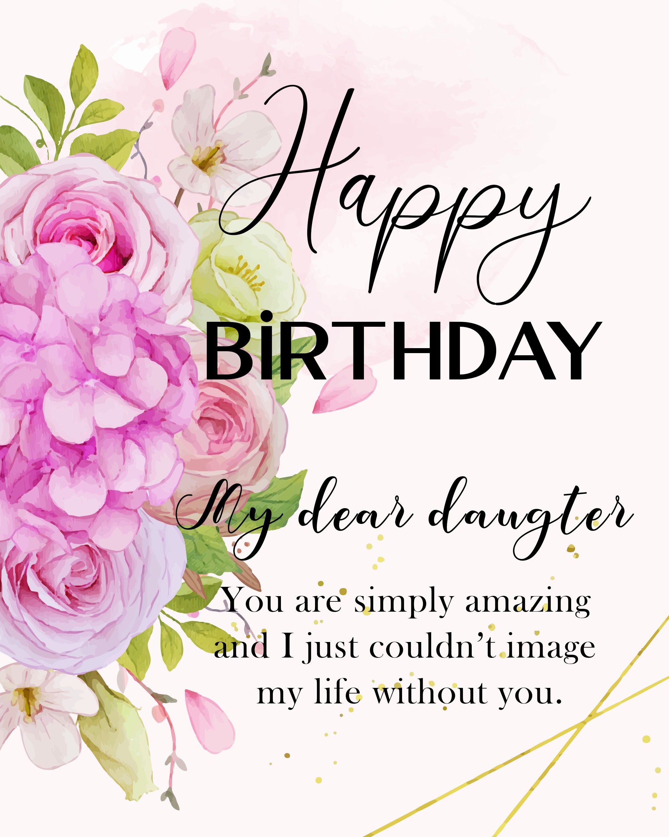 Free Happy Birthday Image For Daughter With Flowers - birthdayimg.com