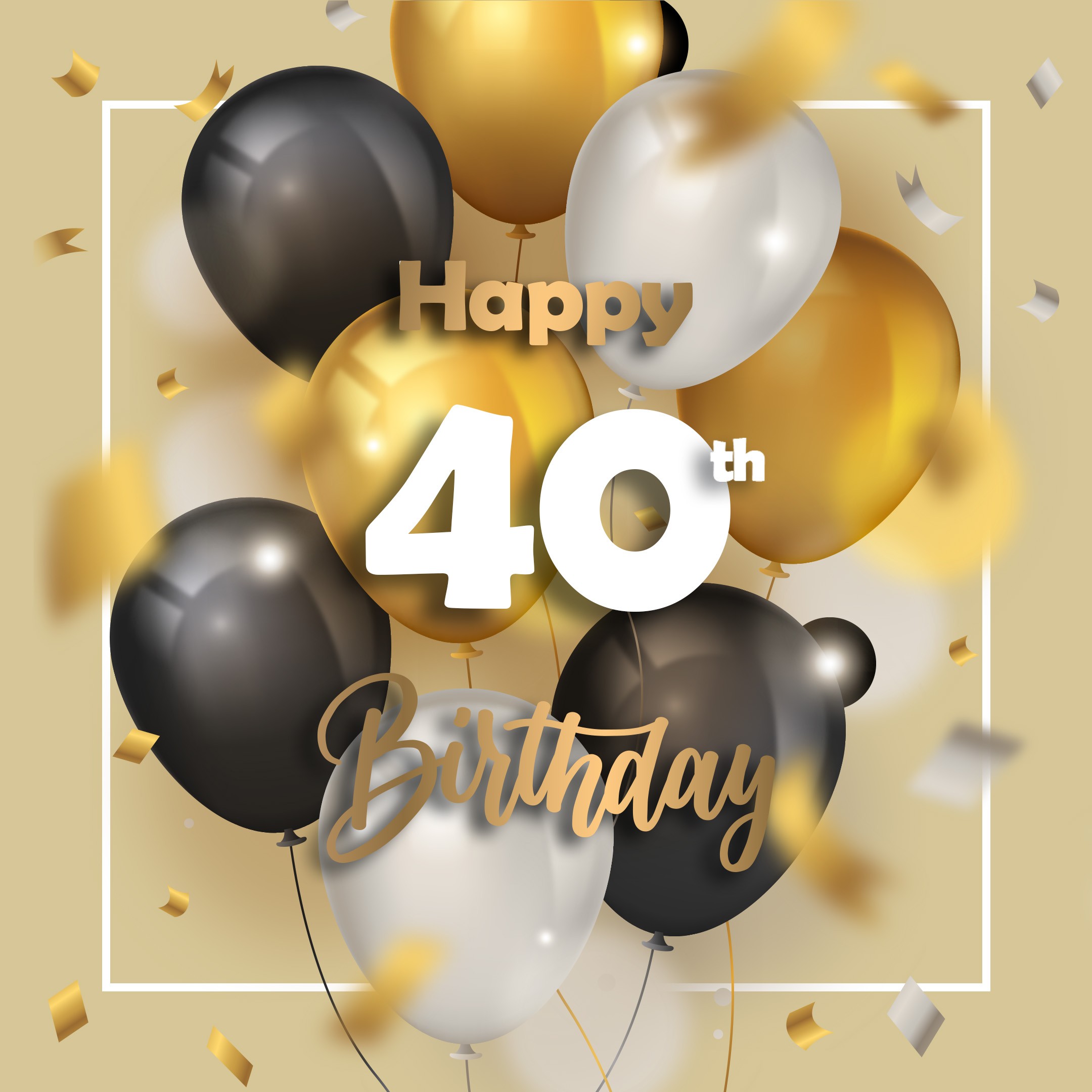 Free 40th Years Happy Birthday Image With Balloons - birthdayimg.com