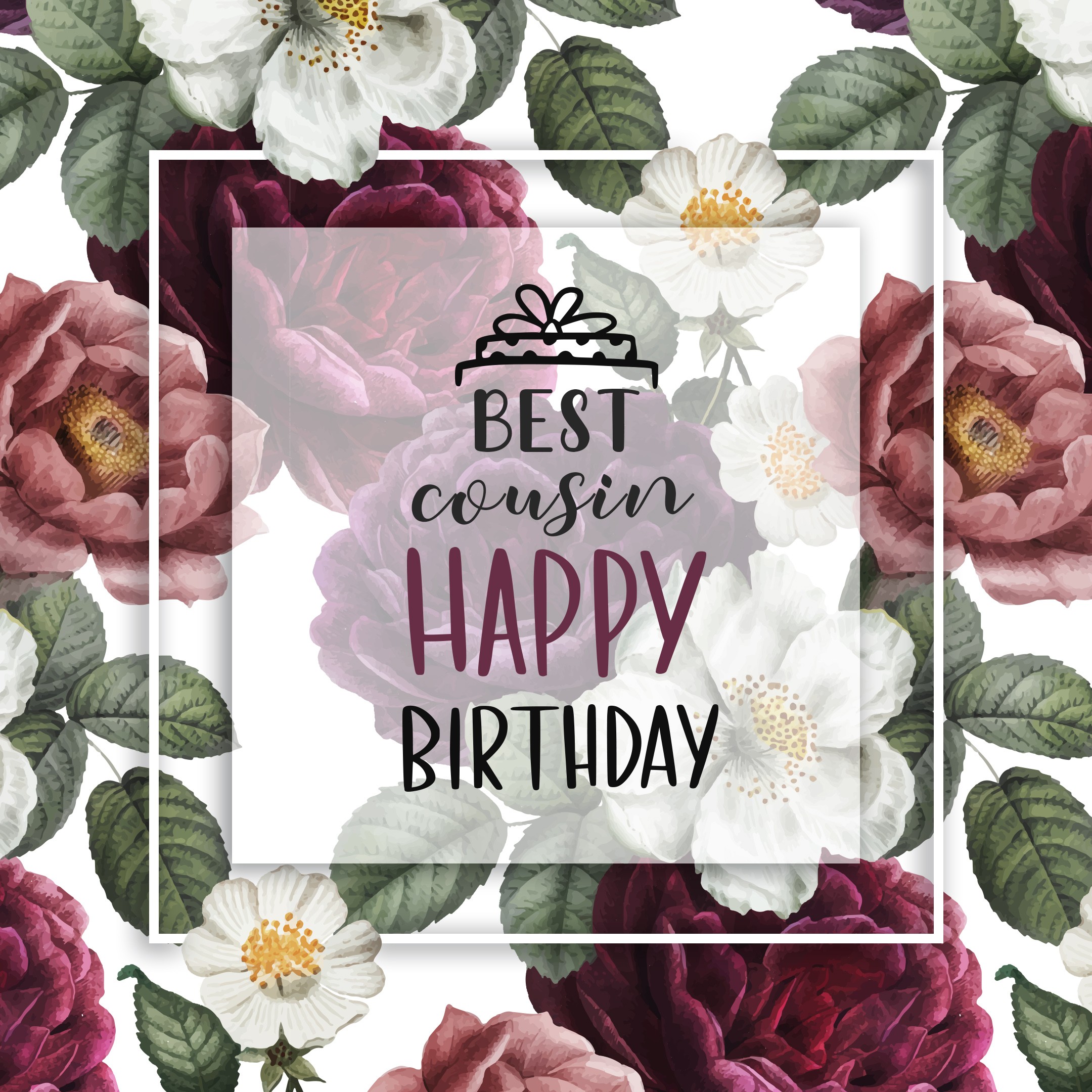 Free Happy Birthday Image For Cousin With Flowers Birthdayimg