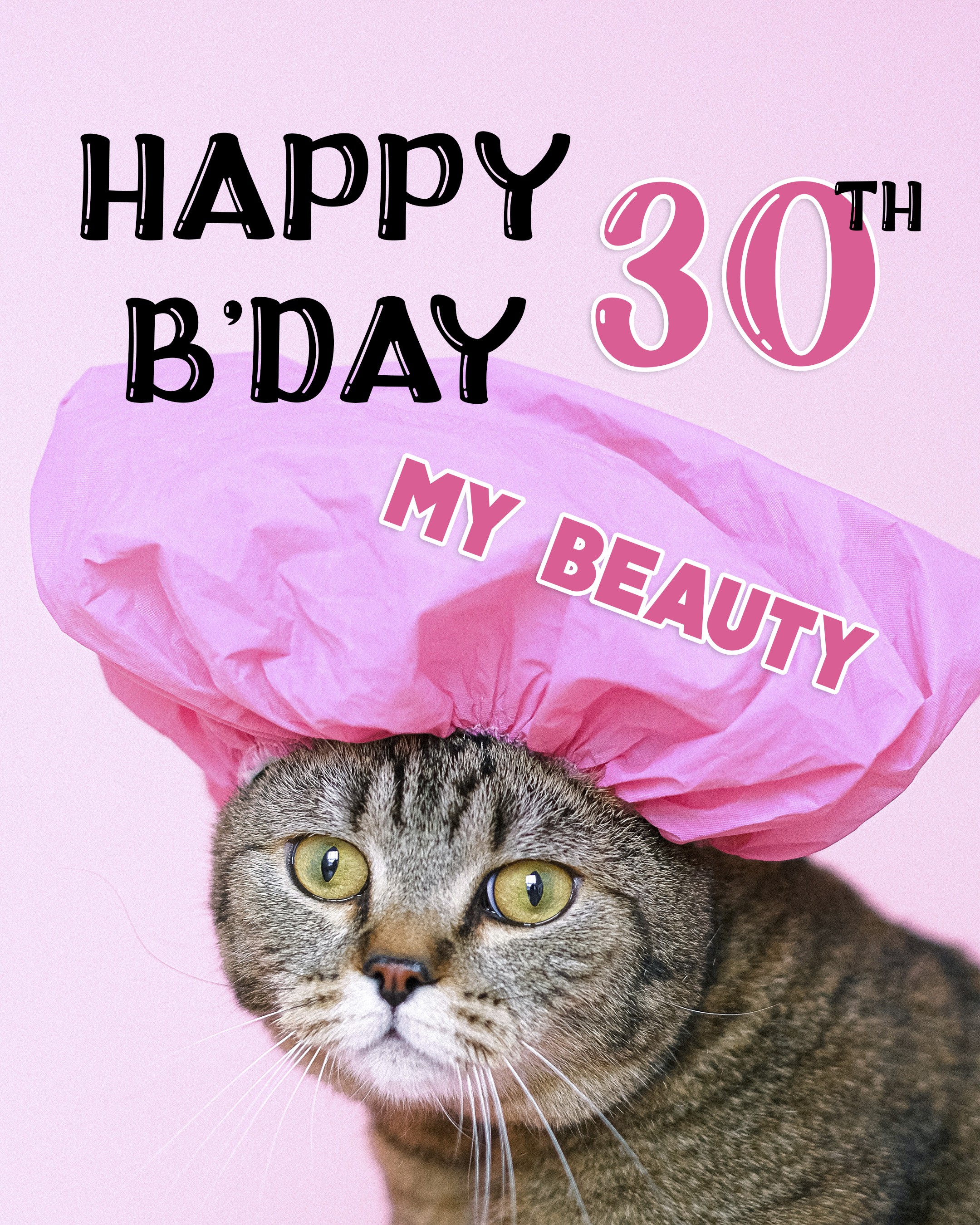 Free Funny 30th Years Happy Birthday Image With Cat Birthdayimg