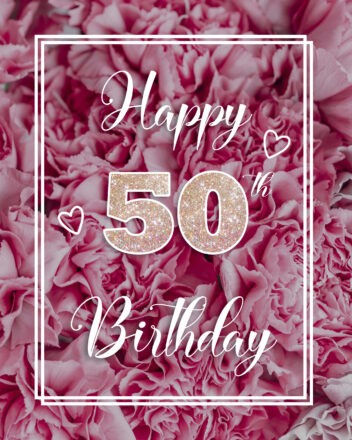 Free 50th Years Happy Birthday Image With Pink Flowers - birthdayimg.com