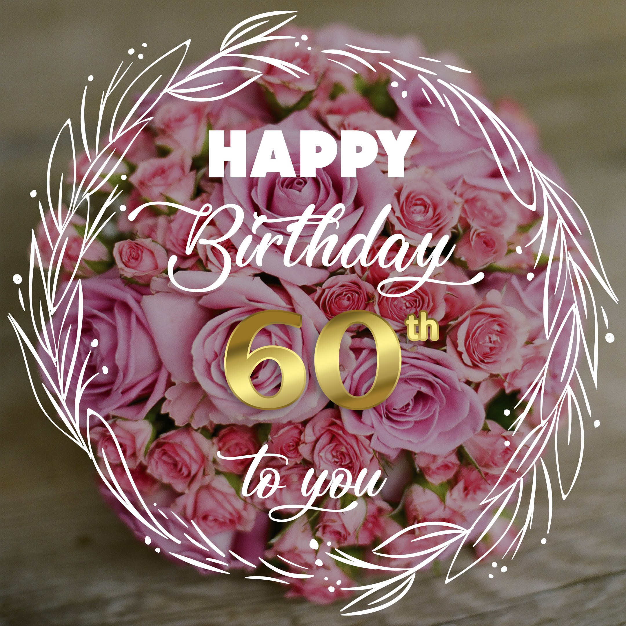 Free 60th Years Happy Birthday Image With Flowers - birthdayimg.com