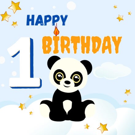 Free 1st Years Happy Birthday with Panda - birthdayimg.com