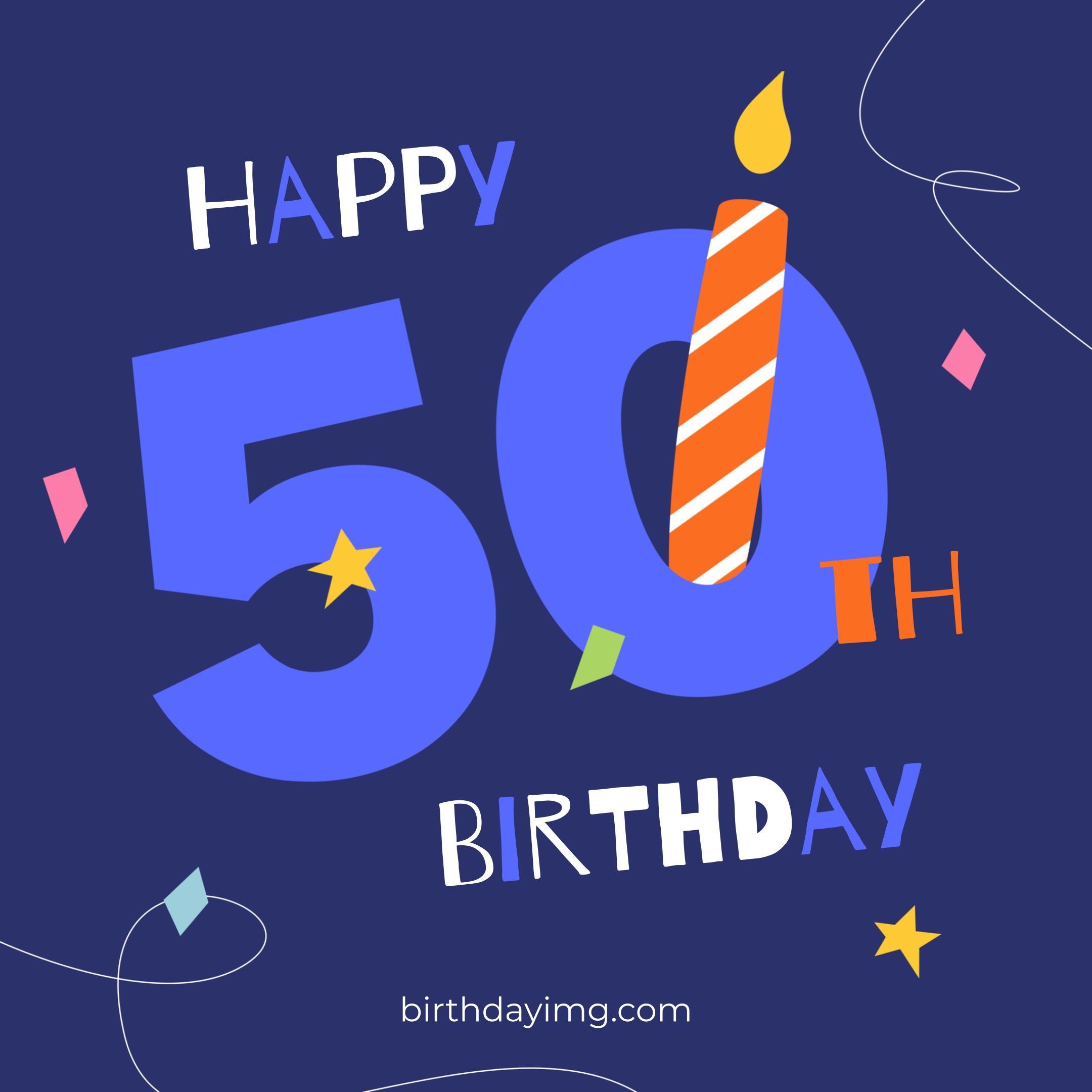 Free 50th Years Happy Birthday Image With Candle - birthdayimg.com
