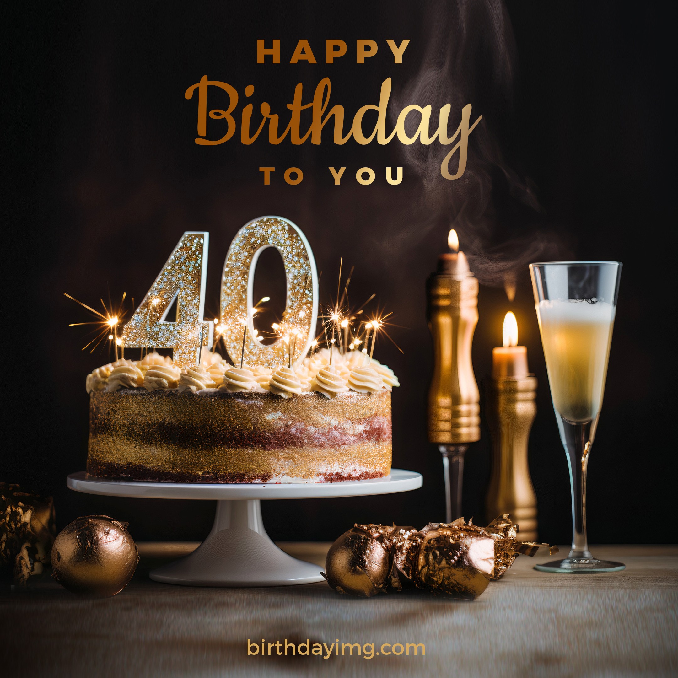 Free 40 years Happy Birthday Image with Cake - birthdayimg.com