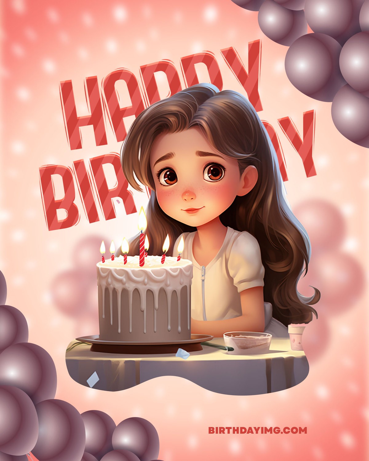 Free Birthday Image for a Girl with Balloons - birthdayimg.com