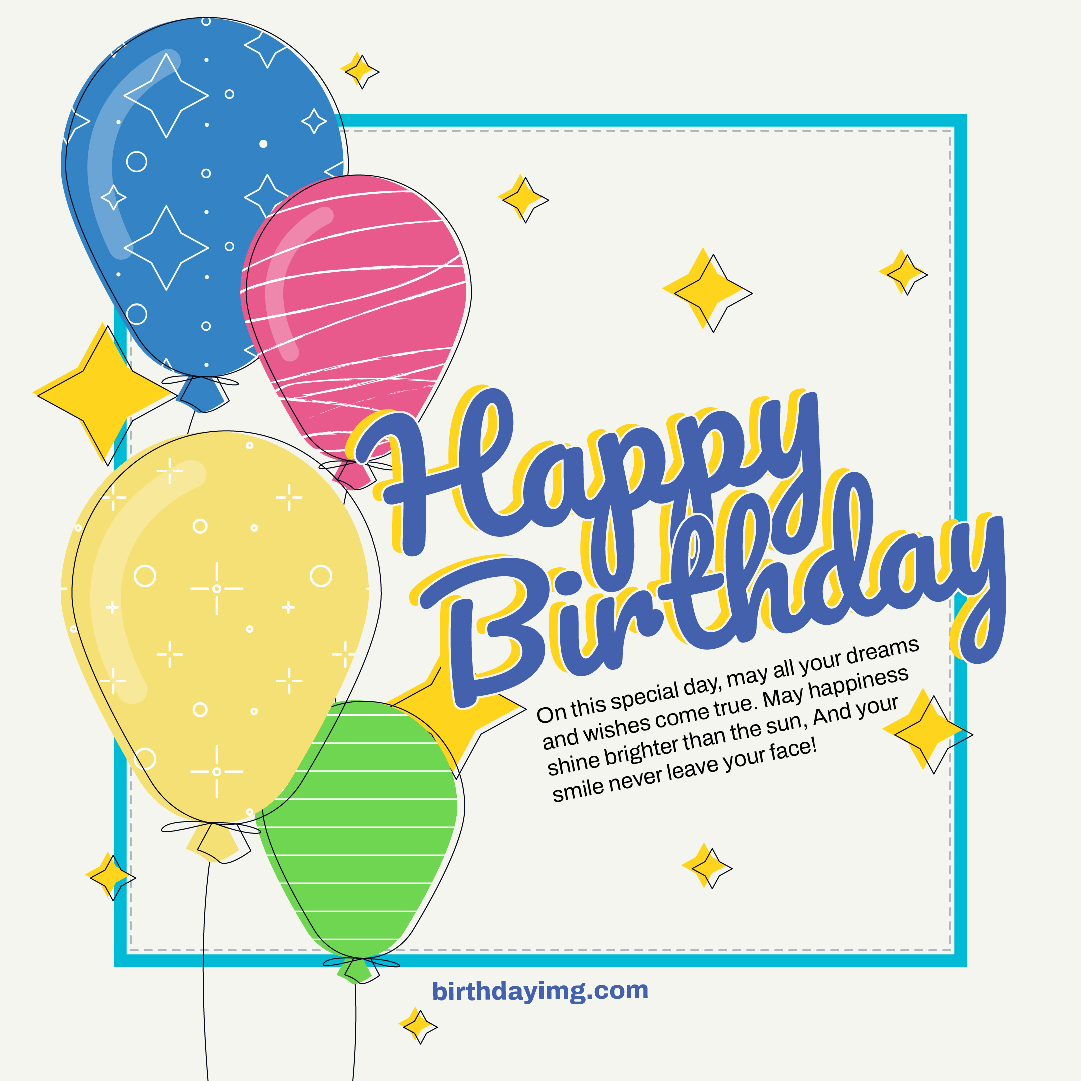 Free Happy Birthday Wishes with Balloons - birthdayimg.com