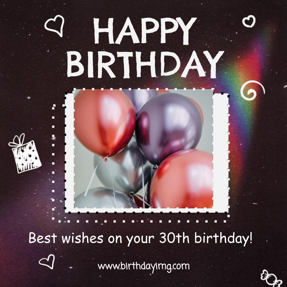 Free Stylish Baloons 30th Years Free Happy Birthday Wishes and Images - birthdayimg.com